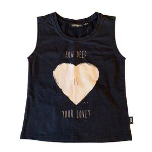 ROCK YOUR BABY Heart Tank Top Girls 4 4T Bee Gees Black Muscle Shirt Girl NWOT